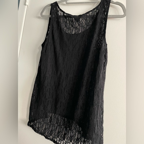 Guess Black Lace Sheer Sleeveless Shirt Size Large - Picture 2 of 6